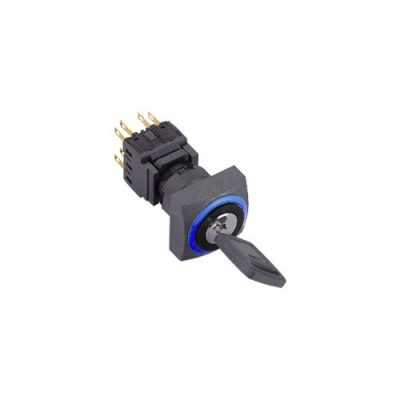 RJSPS1622D Square Key Lock Switch, non-illuminated plastic panel mount switch, RJS Electronics Ltd