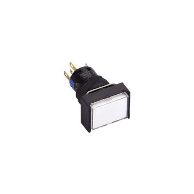 RJSPS16A Rectangular Switch 16mm panel mount push button switch, full face led illumination, plastic panel mount switch, Led Switches, rjs electronics ltd