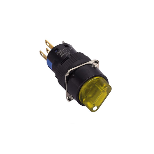 16mm led illuminated selector switch, panel mount, round cap, plastic, led switches, rjs electronics ltd