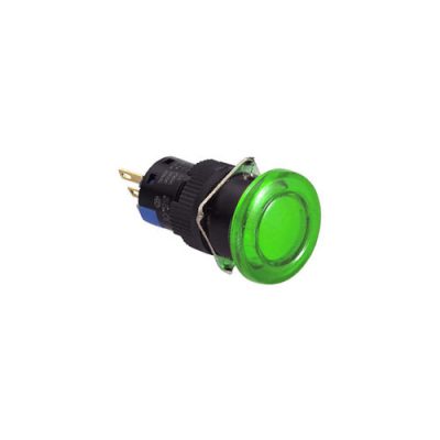 RJSPS16A Round Mushroom Plastic Push Button Switch, 16mm Push Button, panel mount switch. Single LED Illumination: Red, Green, Yellow, Blue, Orange and White. Plastic Push Button switch with LED illumination, choose from momentary or latching switch. IP65 rating, Led Switches, RJS Electronics Ltd