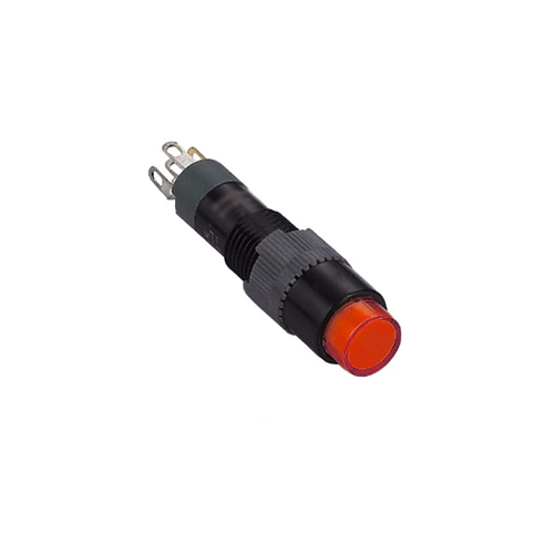 LED illuminated push button, panel mount switch, plastic round cap, rjs electronics ltd