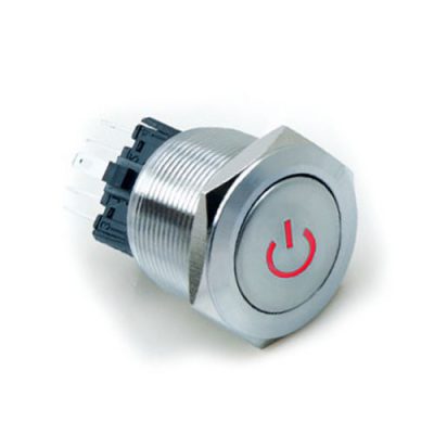 Metal, Push Button Switch, Single LED illumination, switch with illumination, Dot push button switches, LED SWITCHES, RJS Electronics Ltd