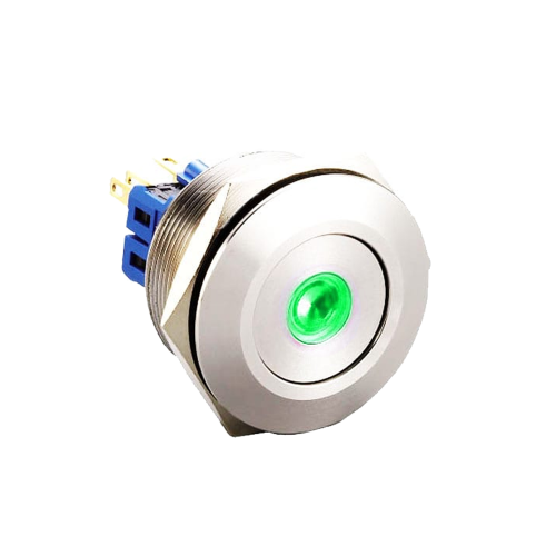 30mm metal push button switch with led dot illumination available at rjs electronics ltd