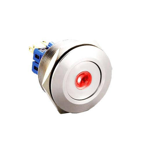 30mm metal push button switch with led dot illumination available at rjs electronics ltd