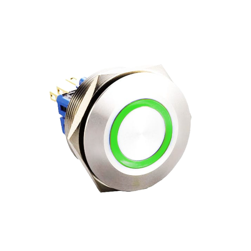30mm anti vandal metal push button switch with led illumination, available at rjs electronics ltd