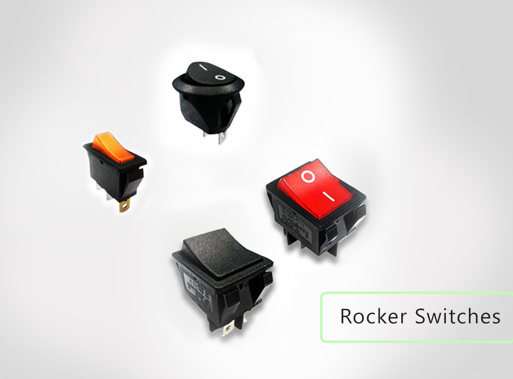 Rocker switches, PCB and panel mount, rocker switches available. With LED illumination and without LED illumination. RJS Electronics Ltd.