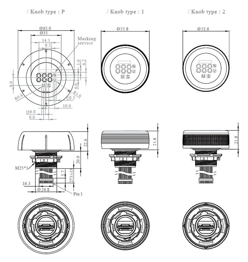Drawing of RJS-SLD, programmable navigation switch, panel mount switches, push button switch, rotary encoder, navigation module, digital display with white LED backlight, LED switches, RJS Electronics Ltd