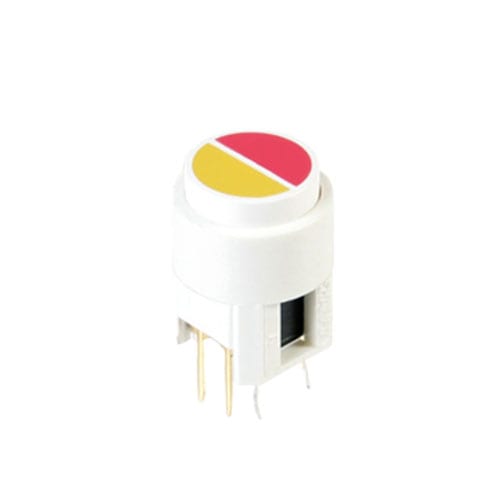 PCB push button switch with LED illumination, split face cap, rjs electronics