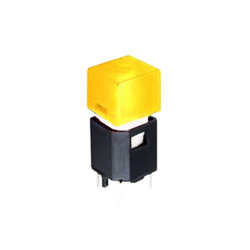 TC011-AS3R-Y plastic push button pcb mount switch, led illuminated, LED switches, RJS Electronics Ltd