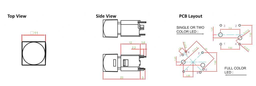 illuminated pcb button drawing, rjs electronics ltd