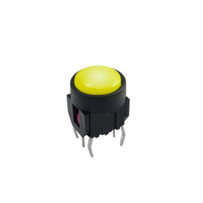 yellow round push button switch with led illumination, LED switches, rjs electronics ltd