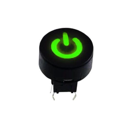 tactile push button switch with led illuminated power symbol, rjs electronics
