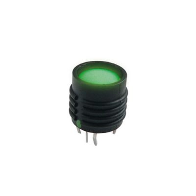 green led illuminated button with momentary function, LED switches, rjs electronics ltd