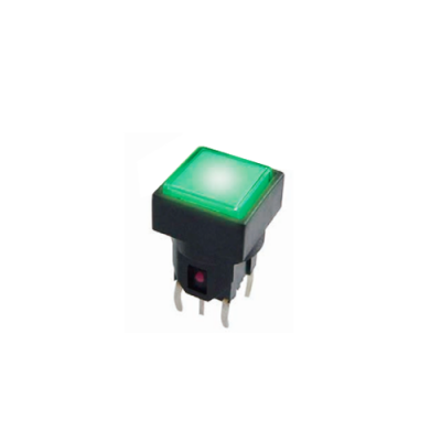green led push button switch, square button, LED switches, rjs electronics ltd
