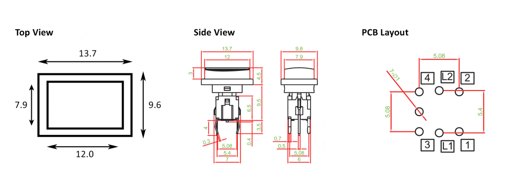 led button drawing, rjs electronics ltd