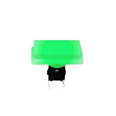 led illuminated push button switch, green button with rectangle cap, LED switches, rjs electronics ltd