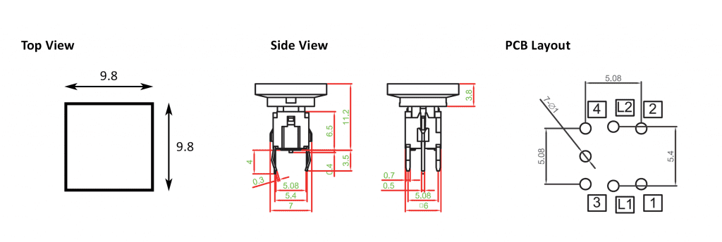 illuminated push button switch drawing, rjs electronics ltd