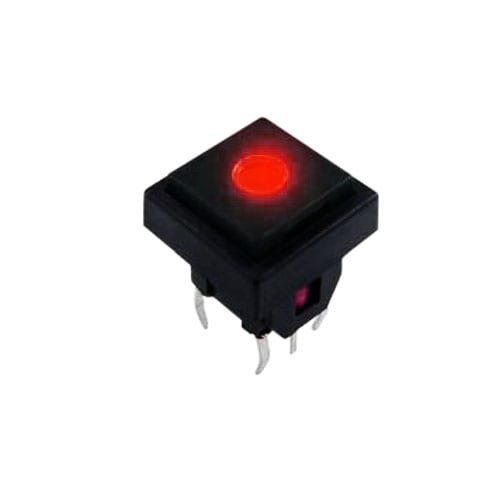 push button switch with tactile feel, dot led illumination. pcb mount with momentary function. Rjs electronics ltd
