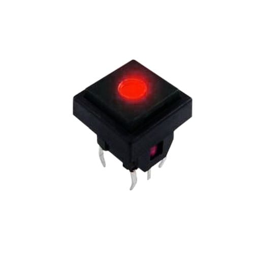 push button switch with tactile feel, dot led illumination. pcb mount with momentary function, LED switches, Rjs electronics ltd
