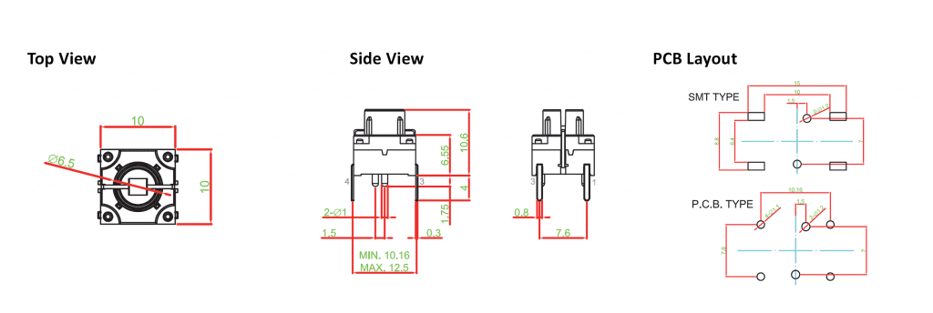 illuminated pcb switch drawing, rjs electronics ltd