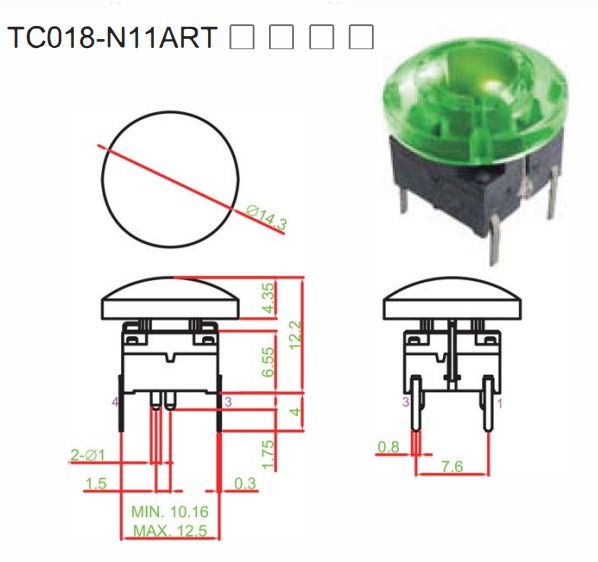 TC018 series drawing with led illumination, rjs electronics