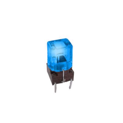 TC018 push button switch with led illumination, blue led option, pcb mount, rjs electronics