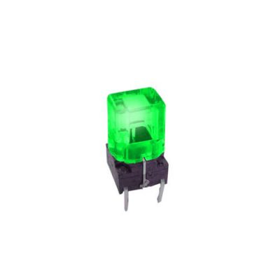 TC018 push button switch with led illumination, green led option, pcb mount, rjs electronics