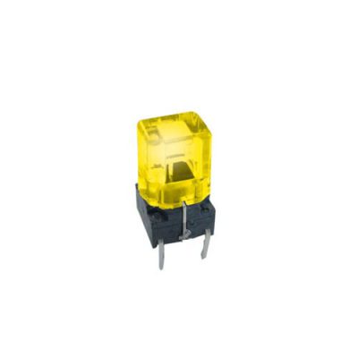 TC018 push button switch with led illumination, yellow led option, pcb mount, LED switches, rjs electronics ltd