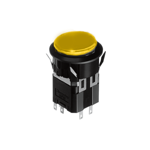 WH Illuminated push button switch - round- 25mm push button switch - yellow, Momentary push button switch, full-face, split-face or dual illumination, Led Switches, switch with illumination, RJS Electronics Ltd.