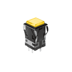 WH Illuminated 19mm push button switch - square - yellow - full-face, split-face or dual Illumination, Led Switches, switch with illumination, RJS Electronics Ltd.