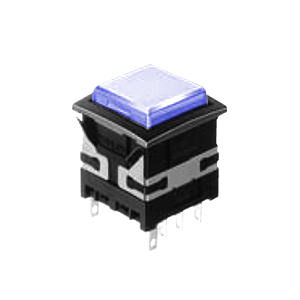 XH Illuminated push button switch - square - blue - 19mm push button switch with illumination, Led Switches, RJS Electronics Ltd.