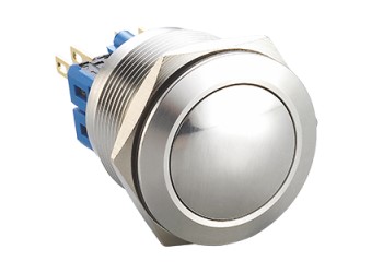 non-illuminated anti vandal metal panel mount push button switch, security switches, RJS Electronics Ltd