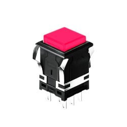 EH - 14.22 mm Sq - Full Illumination - Panel Mount, Plastic Push Button Switch with illumination, LED switches, RJS Electronics Ltd.
