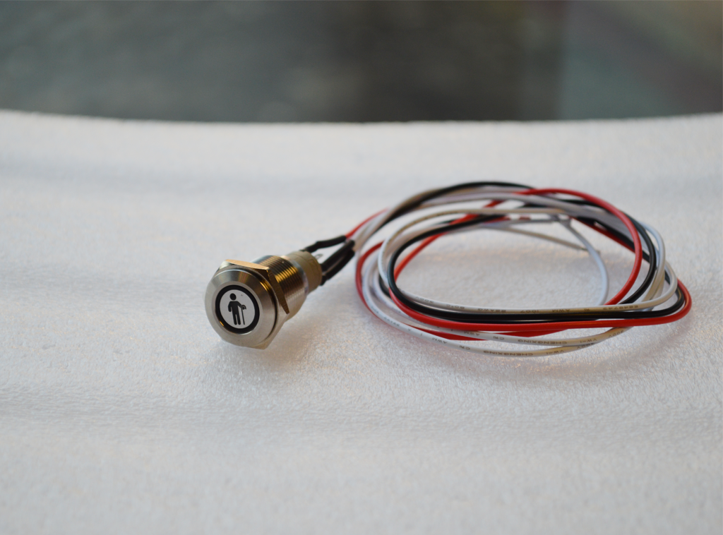 Non-illuminated laser etching, adult, infant, elderly or directional laser etching for custom switches. RJS Electronics Ltd. 