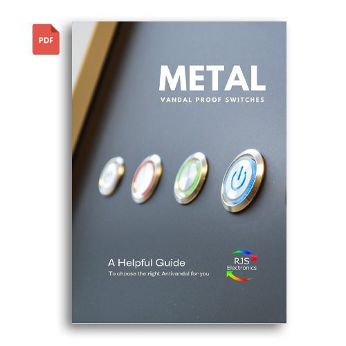 brochure of metal anti vandal push button switches, rjs electronics ltd