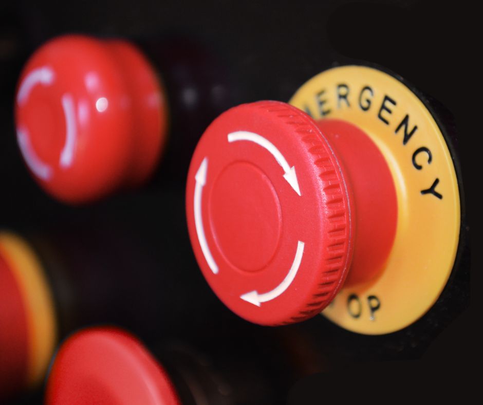 Emergency stop switches, e-stops, LED switches, switch with illumination, latching push button switch, panel mount switches, components for safety, industrial components, RJS Electronics Ltd