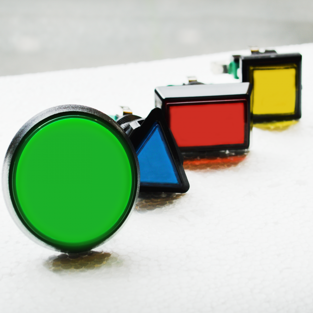 Arcade buttons, gaming buttons, LED illuminated buttons, panel mount push switch, switch with illumination, momentary push button switch, LED switches, LED buttons, RJS Electronics Ltd