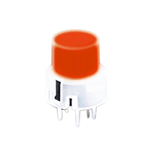 PCB, Push button switch, illuminated Tact Switch, momentary with push button feature, silent click, click sound. RJS Electronics Ltd.