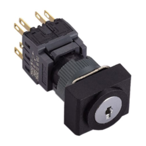 RJSPS16B Rectangular non-illuminated key lock switch, plastic panel mount, safety switch, RJS Electronics Ltd