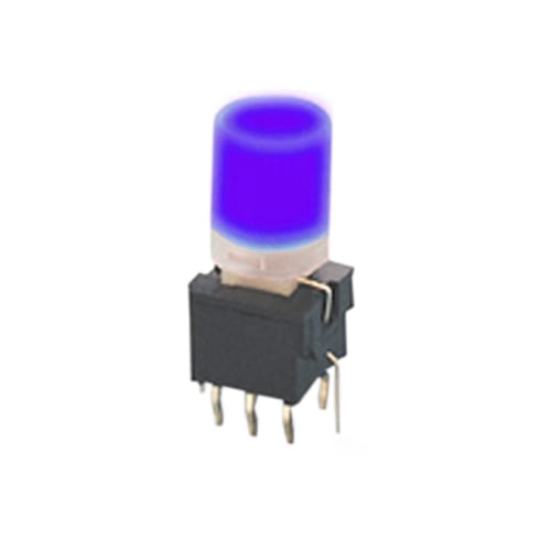 illuminated push button switch, pcb mount, small switch, rjs electronics ltd