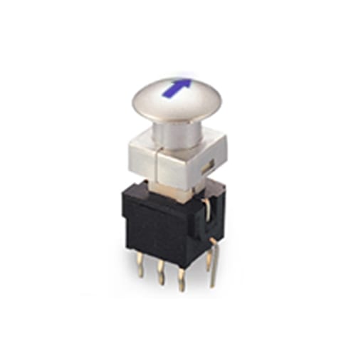 pb61305_ Blue - PCB, push button switch, switch with LED Illumination, latching and momentary push button function, IP RATING, single or bi-colour LED illumination. RJS Electronics Ltd.