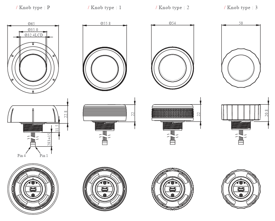 Drawing of RJS-SDE-3 programmable navigation switch, rotary encoder, push button switch, switch with illumination, LCD display, CAN BUS communication, LED switches, panel mount, momentary push button switch, RJS Electronics Ltd
