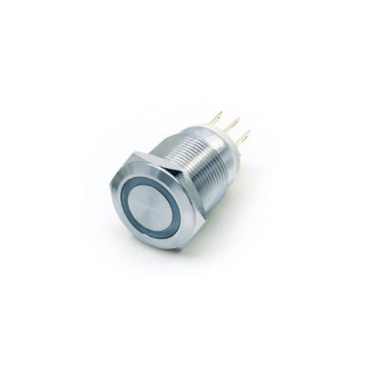 19mm Anti vandal push button switch, ring LED button, LED SWITCHES, RJS electronics ltd