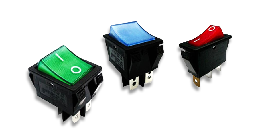 LED illuminated rocker switches