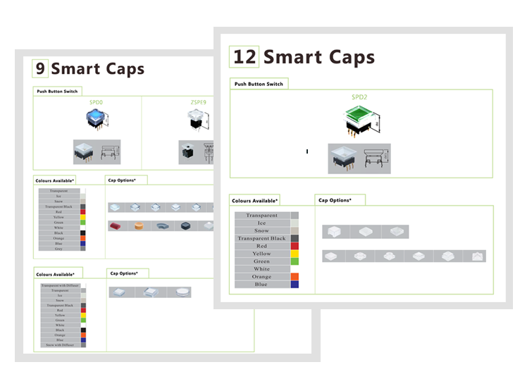 switch smart cap guide for pcb push buttons, rjs electronics ltd