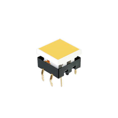 LED illuminated push button switch with tactile feel, tactile switch, square cap, pcb switches, LED switches, rjs electronics ltd