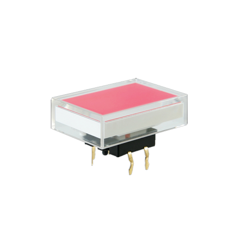 Illuminated pcb push button switch, rectangular cap, SPL16 switch, rjs electronics ltd
