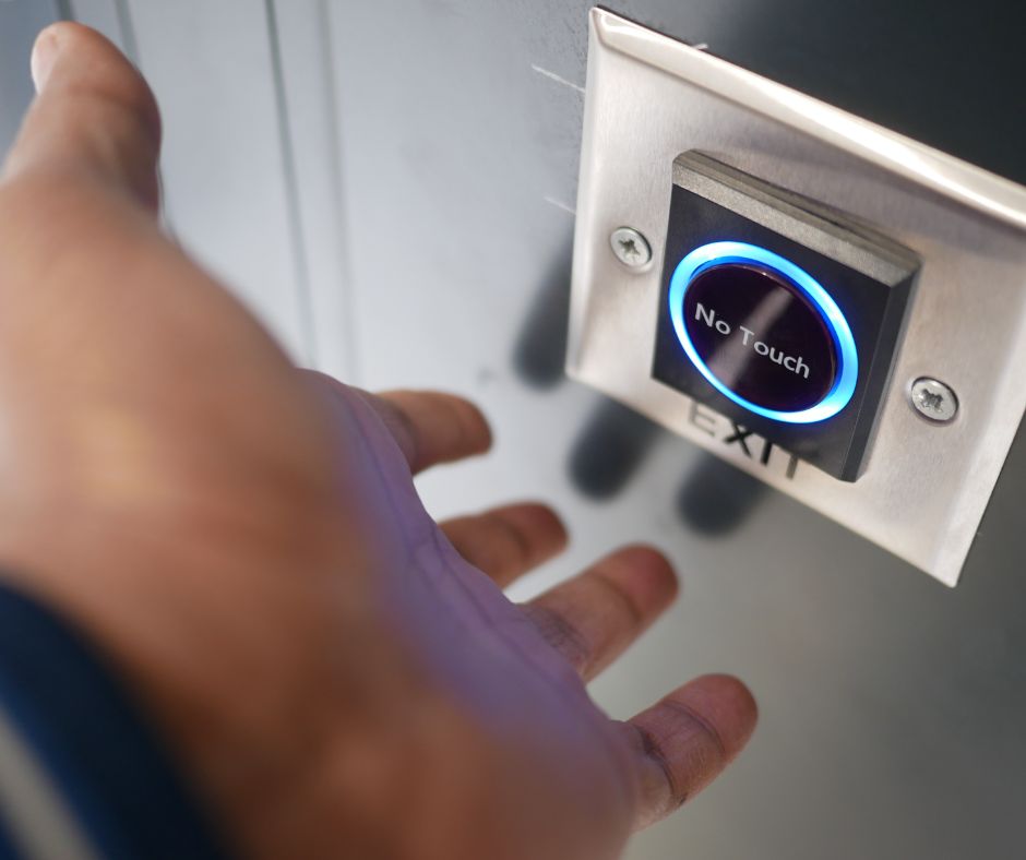 Panel mount touchless switches, no touch switches, LED switches, door exit buttons, RJS Electronics Ltd